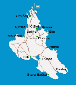 Karta otok Krk, Klimno